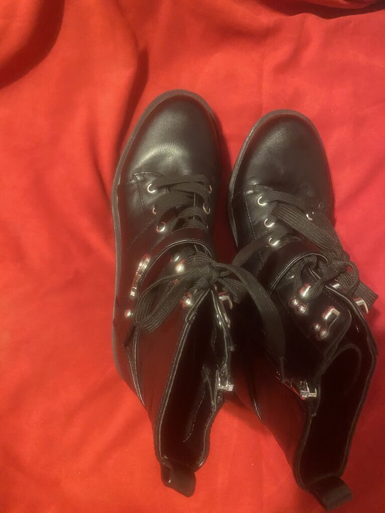 Black calvin Clein Boots Lace Up Combat Women 7 M