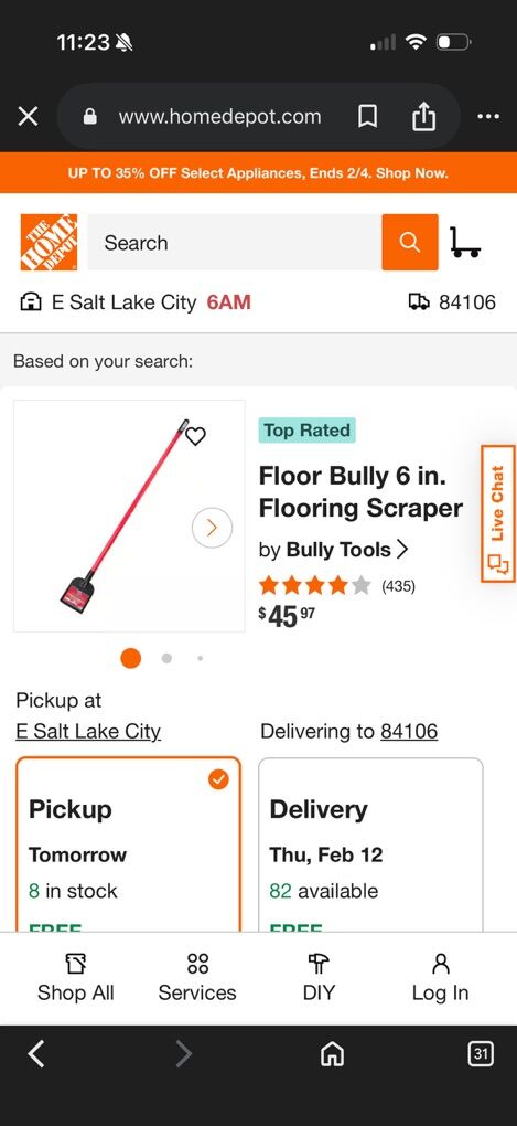 Bully tools 6” metal floor scraper