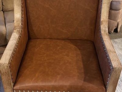 Rustic Faux Leather Counter Height Bar Stools with Nailhead Trim - Set of 2