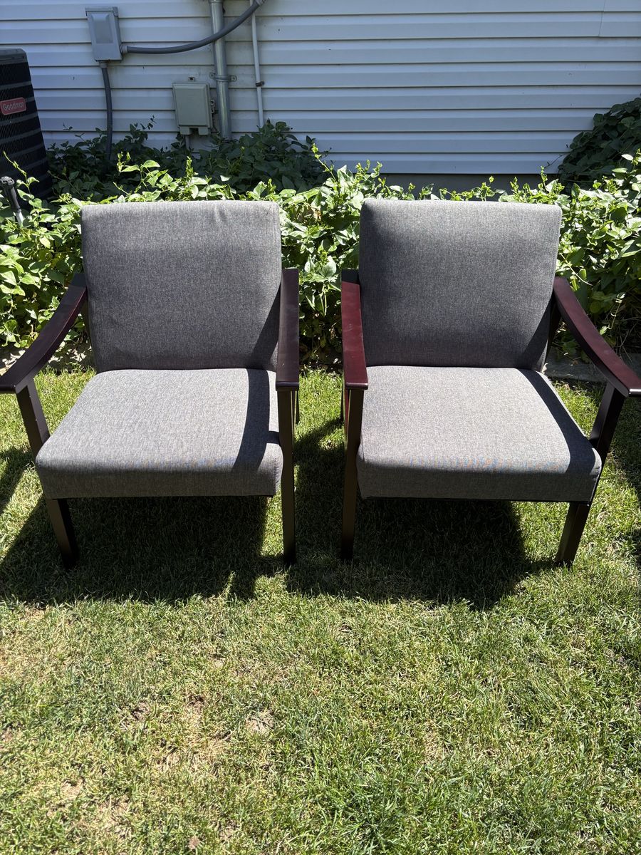 Pair of nice gray accent chairs.
