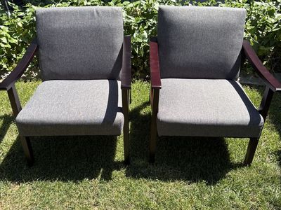 Pair of nice gray accent chairs.