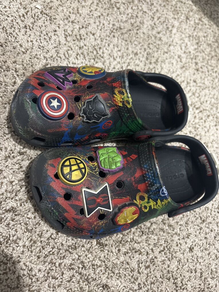 Lightly Used Kids Marvel Crocs