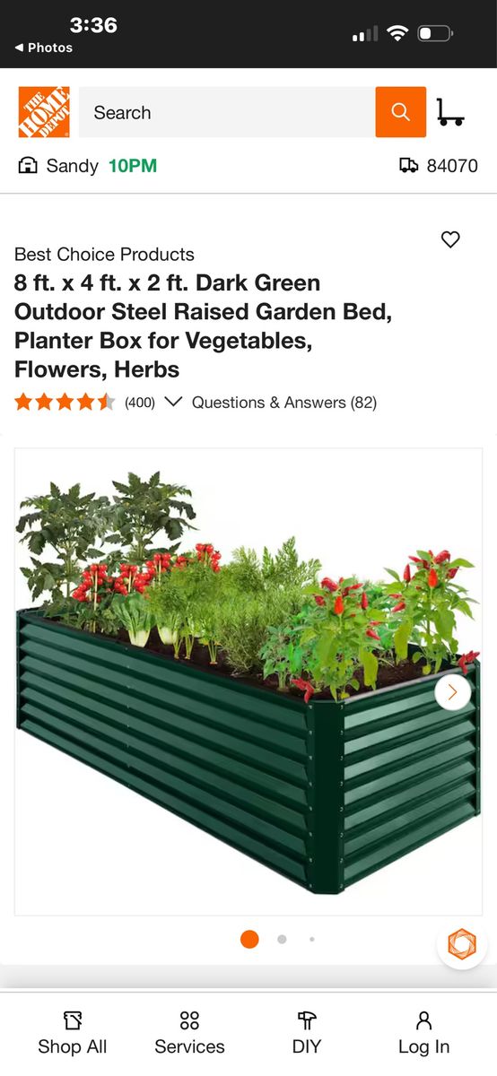BCP Dark Green Steel Raised Garden Bed 8x4x2