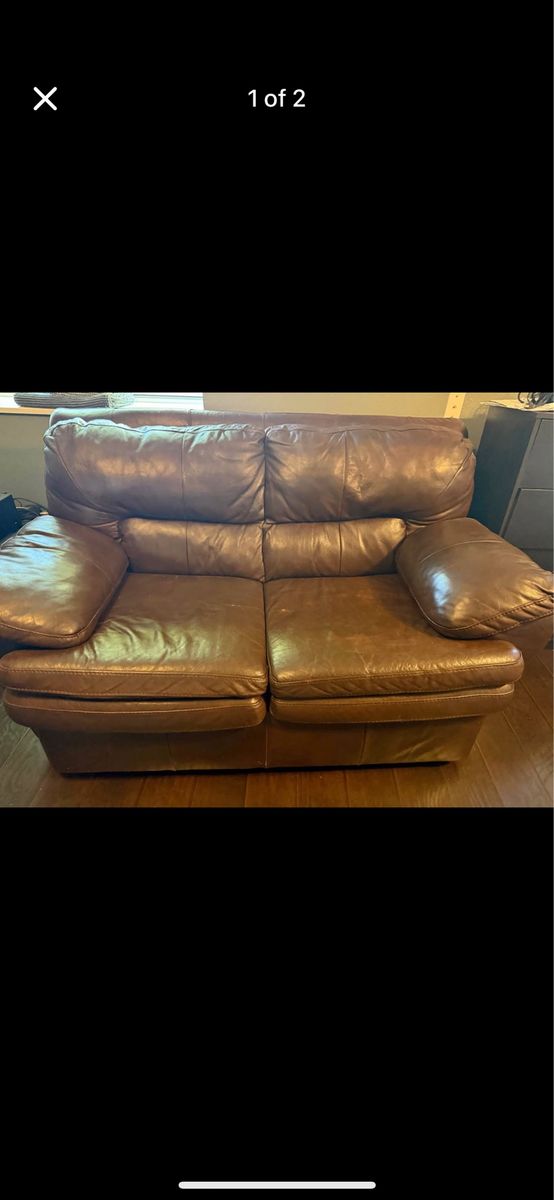 Leather love seat