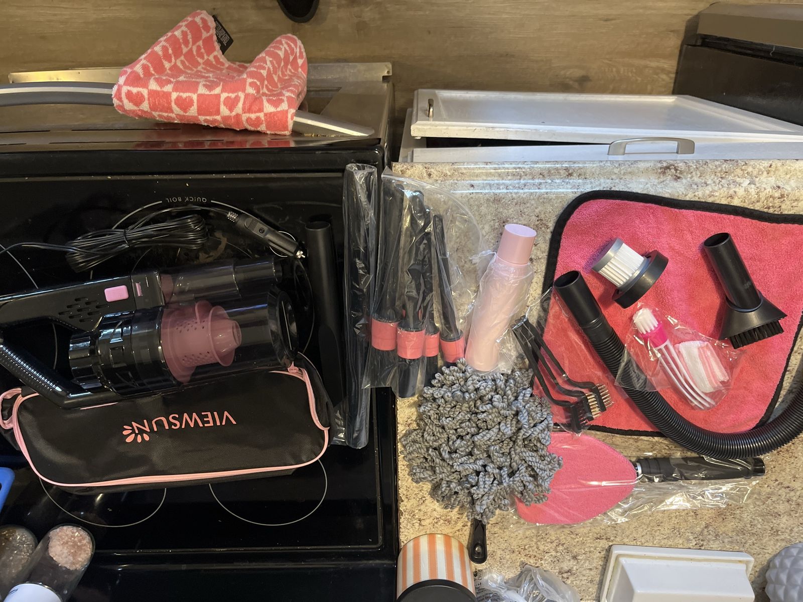 VIEWSUN Handheld Car Vacuum Cleaner Kit w/ Attachments & Storage Bag