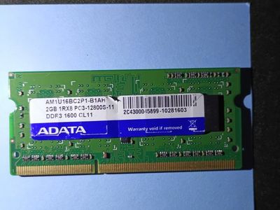 ADATA 2GB 1Rx8 PC3-12800S-11 DDR3 1600 CL11 Laptop RAM Module tested working