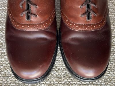 Nunn Bush Men's Leather Saddle Shoes 2-Tone Brown & Cordovan Oxfords Lace-Up Almond Toe Dress