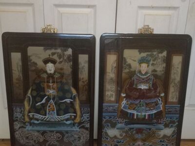 VINTAGE CHINESE REVERSE GLASS PAINTINGS
