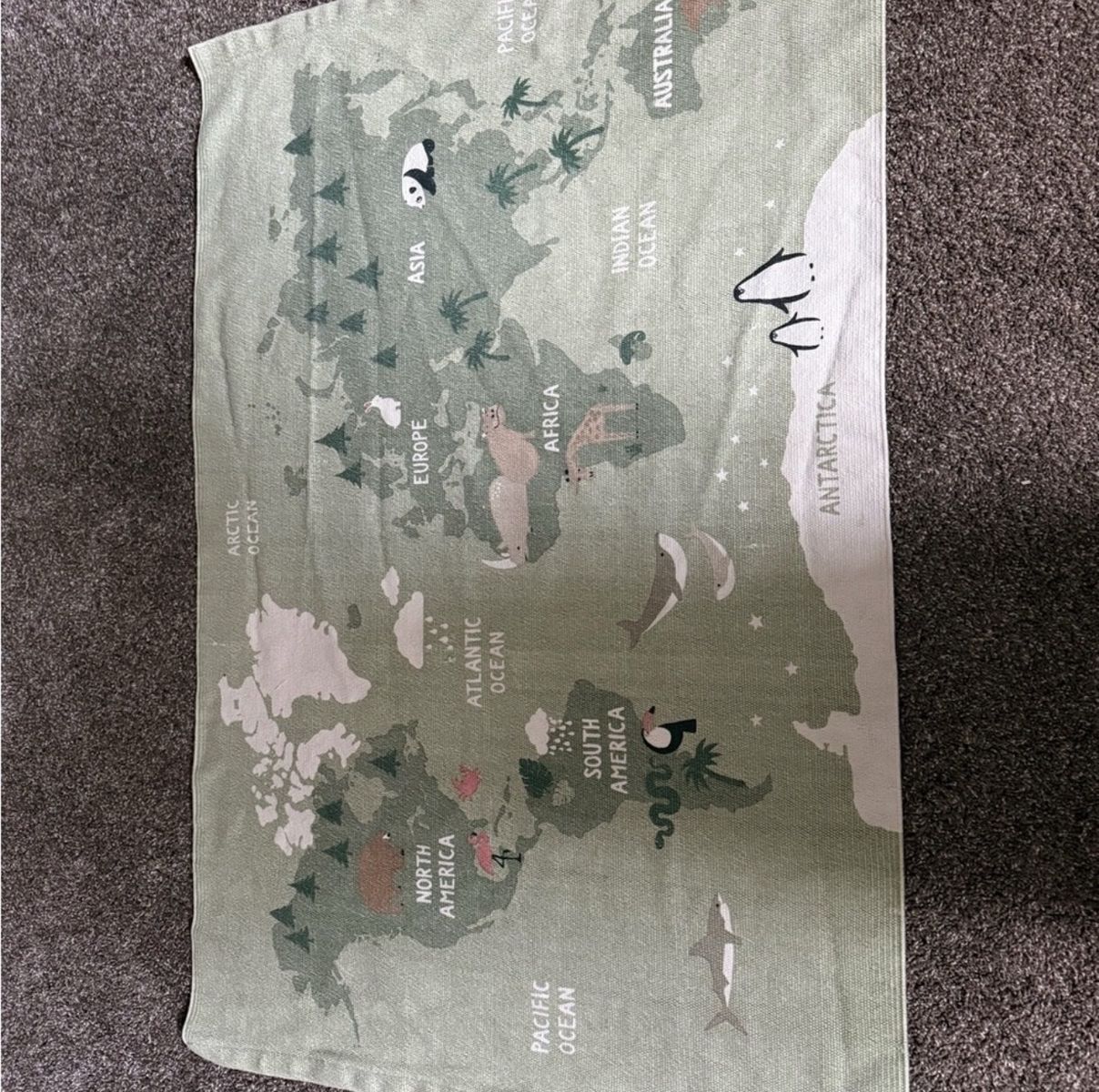 Zara Kids Cotton Play Rug - World Map & Animals Design, Educational & Soft
