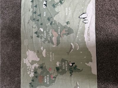 Zara Kids Cotton Play Rug - World Map & Animals Design, Educational & Soft