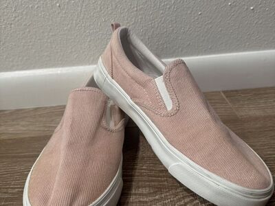 Pink Corduroy Slip-On Shoes