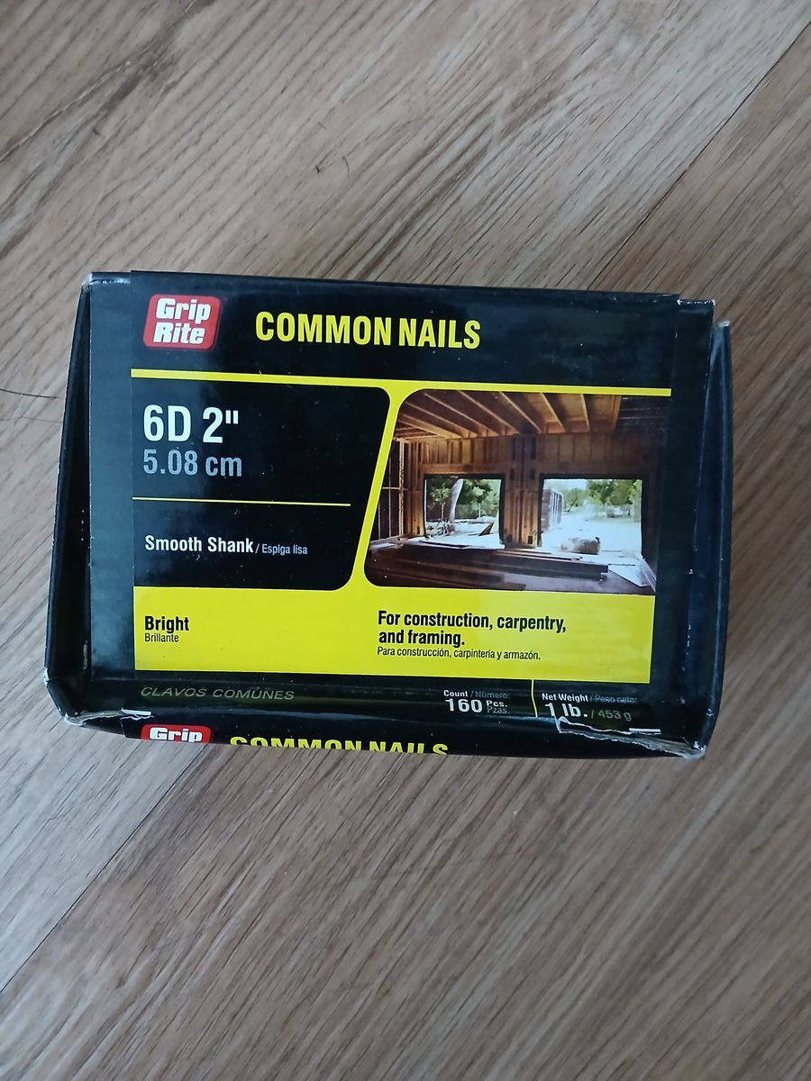 NEW Grip-Rite 6D 2" Bright Steel Smooth Shank Common Nails - 1 lb. Box