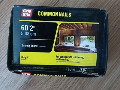 NEW Grip-Rite 6D 2" Bright Steel Smooth Shank Common Nails - 1 lb. Box