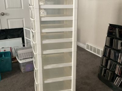 Clear Plastic Storage Drawer Unit, 9-Drawer Rolling Cart Organizer