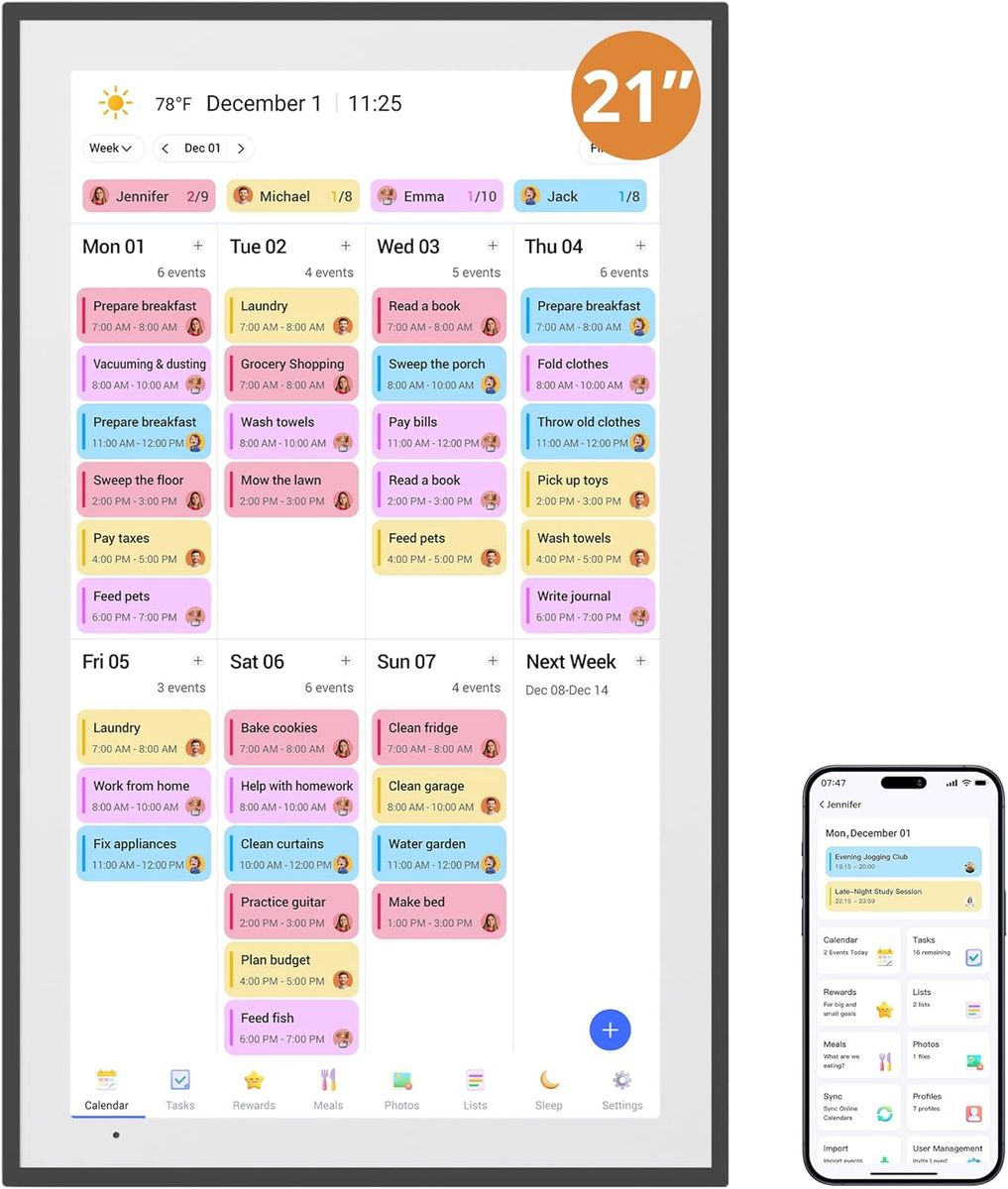 Dragon Touch 21.5" Digital Calendar, Wall/Desk