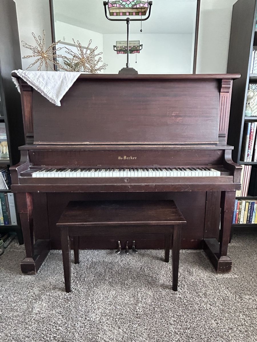 Used Bo-Decker Upright Piano with Bench - FREE