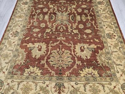 6x9 Hand-Knotted Wool Rug, Oushak Design