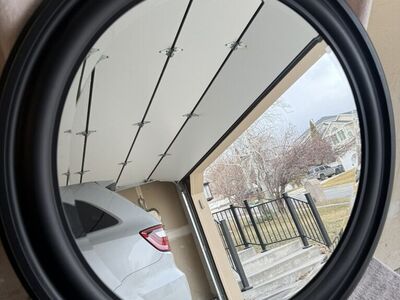 33 Black Wooden Circular Mirror