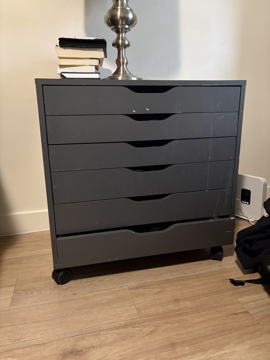 Gray 6-Drawer Rolling Storage Cabinet on Casters