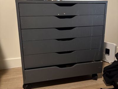 Gray 6-Drawer Rolling Storage Cabinet on Casters