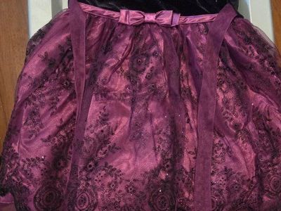 Jona Michelle Girl's Black Velvet & Purple Lace Sparkle Dress - Size 7 Holiday/Party