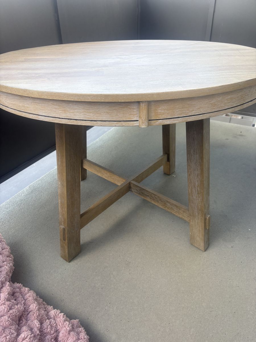 Round Wood Side Table - Small Accent Table for Living Room or Bedroom