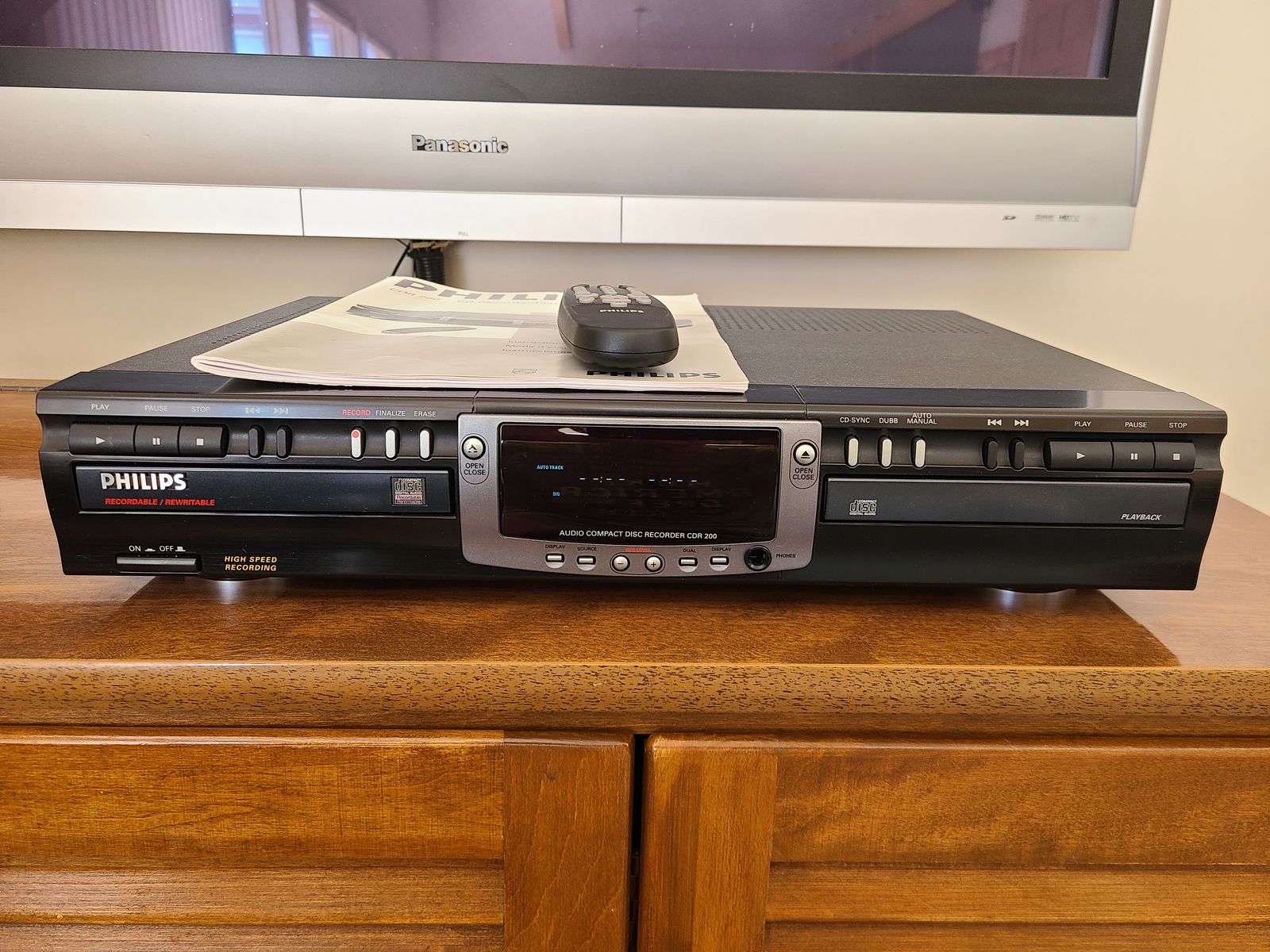 Philips CDR200 Double Deck CD Recorder - Tested Working w/ Original Remote & Manual