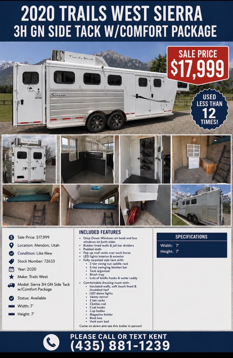 2020 Trails West Sierra 3H GN Side Track w/ Comfort Package