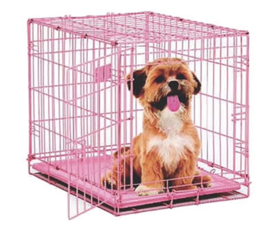 Great Choice Pink Fold and Carry Dog Crate for Small Dogs 12-25 lbs - Portable Pet Kennel