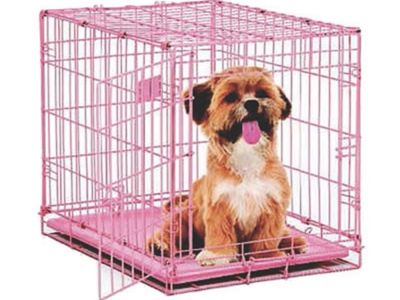 Great Choice Pink Fold and Carry Dog Crate for Small Dogs 12-25 lbs - Portable Pet Kennel