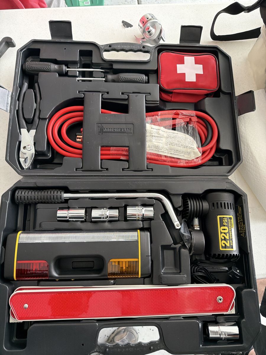 Michelin Roadside Emergency Kit w/ Jumper Cables, Air Compressor, First Aid & Tools