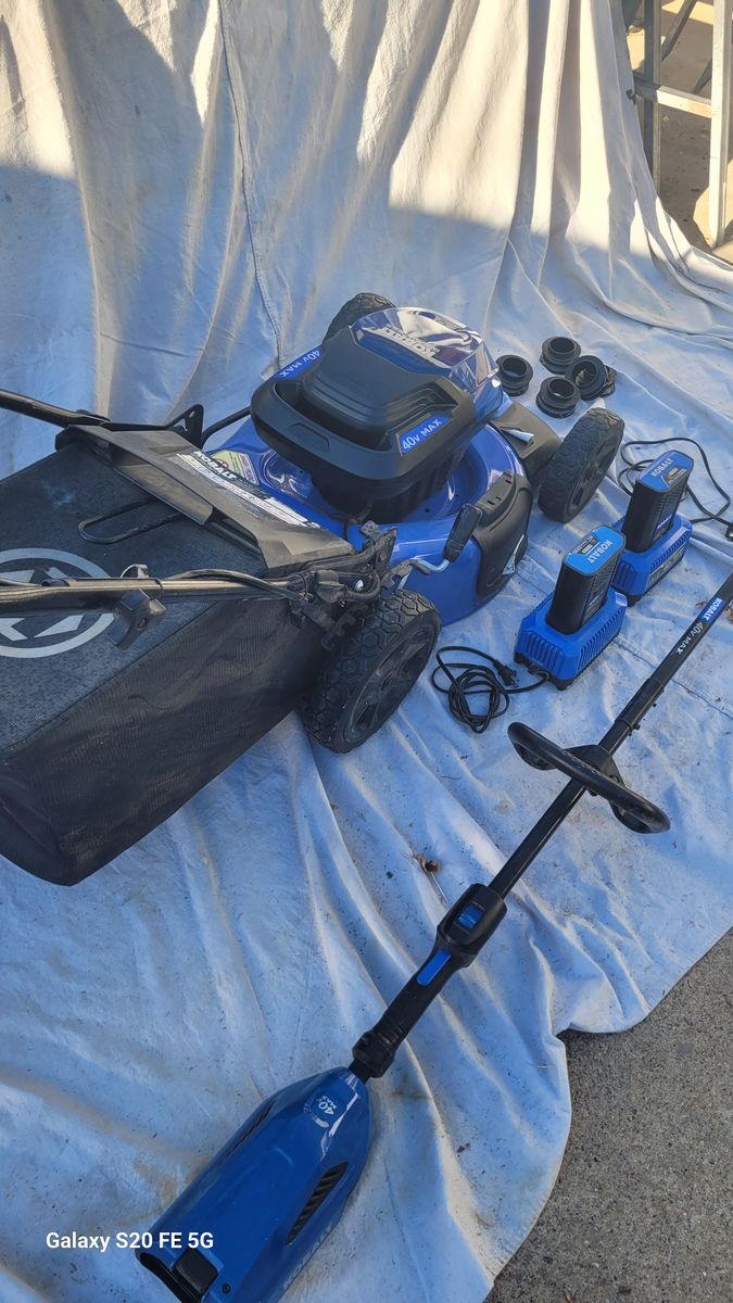 Kobalt 40V Electric Mower & Weed Wacker Set – 2 Batteries & Chargers 