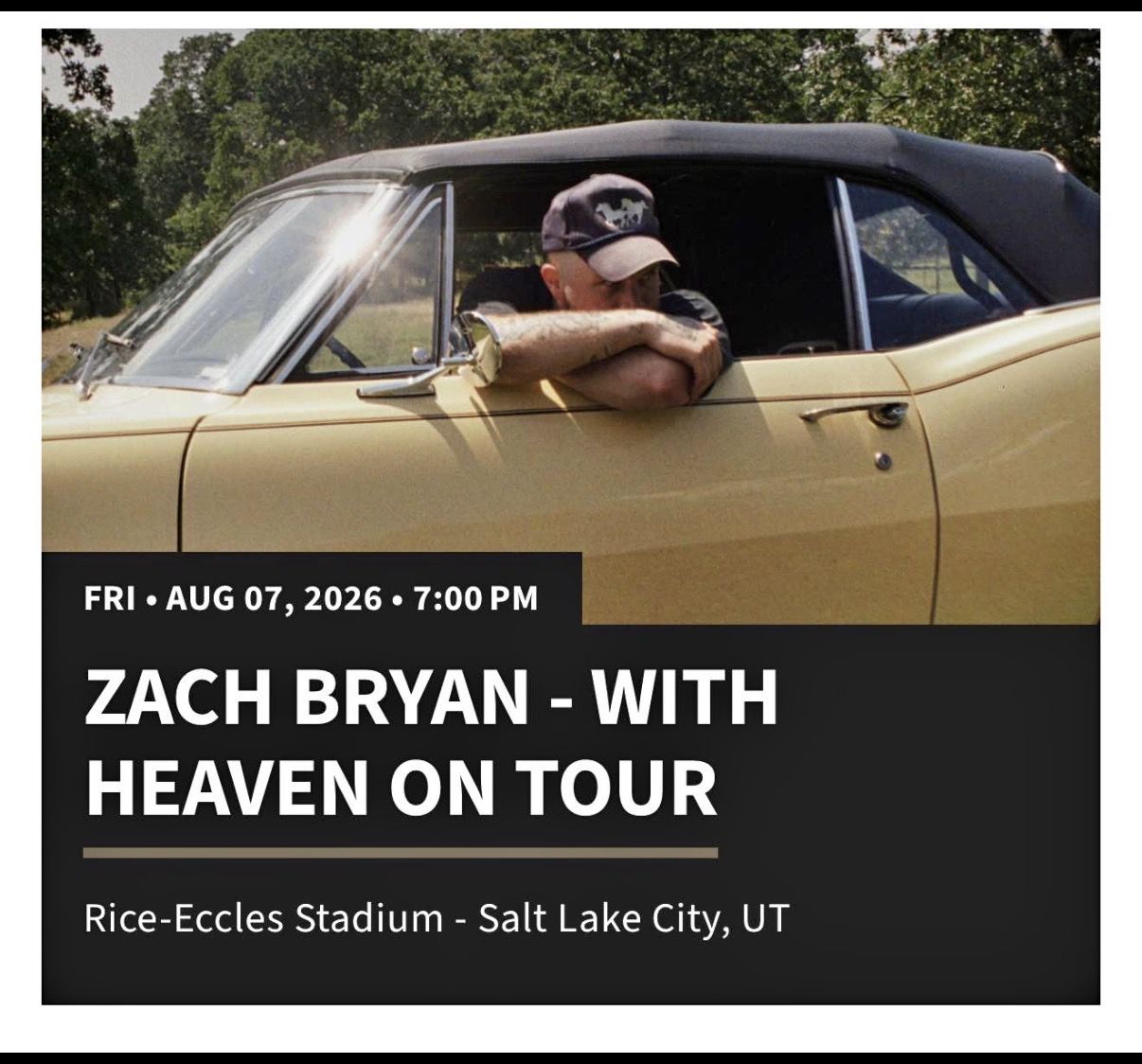 2 Zach Bryan tickets together for August 7