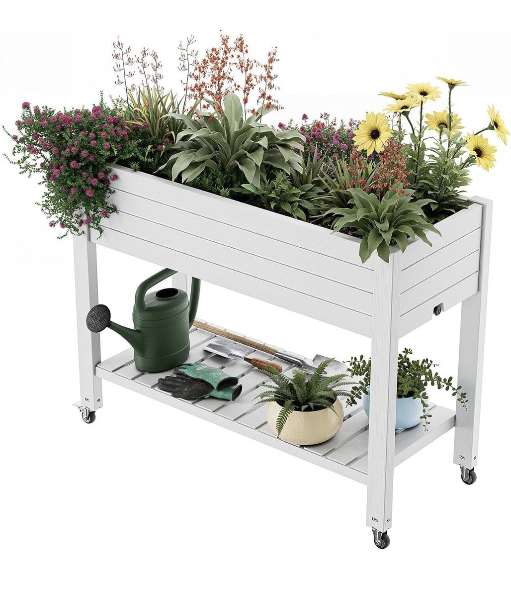 Ashen Elevated Garden Bed Planter Box with Wheels brand new still in box.