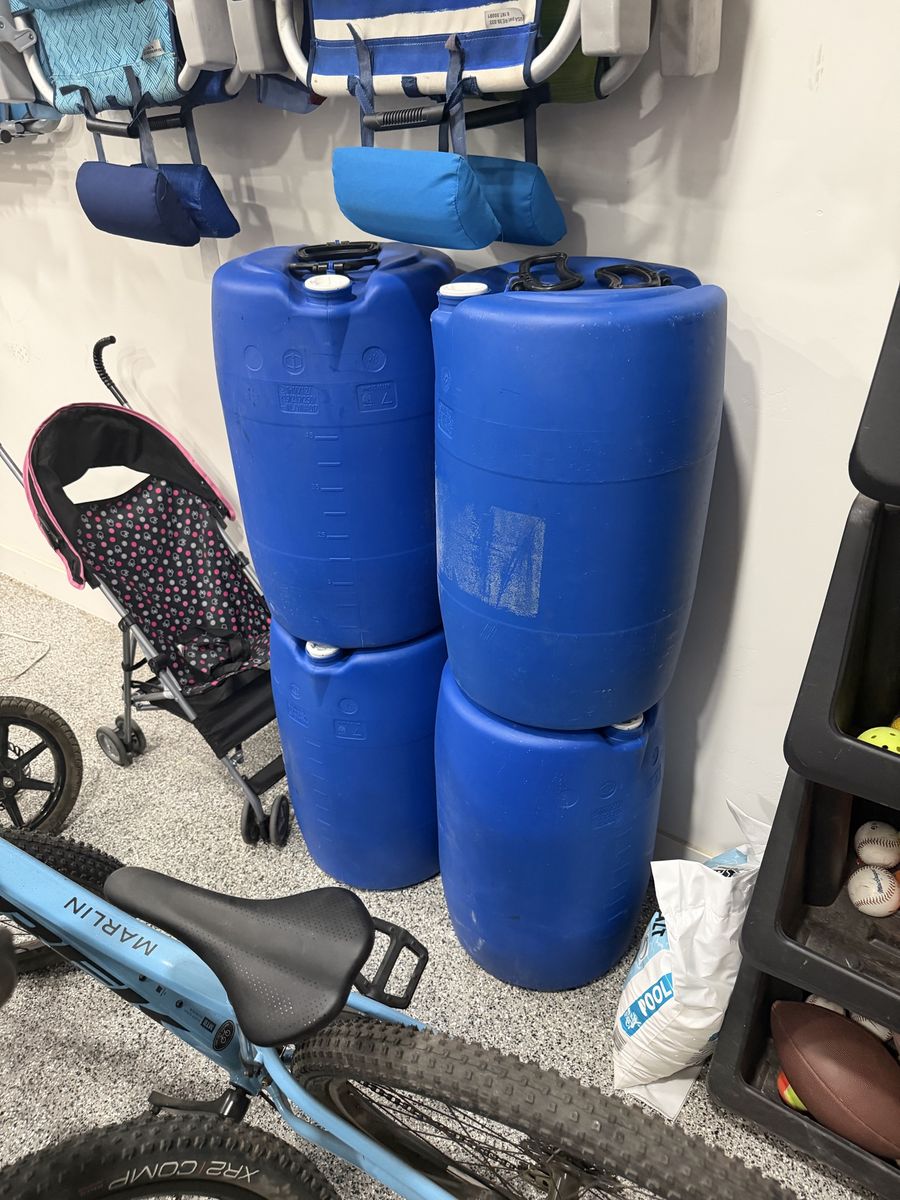 4- 15 gallon plastic Barrels / Drums
