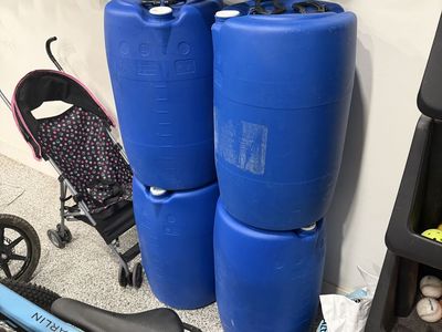 4- 15 gallon plastic Barrels / Drums