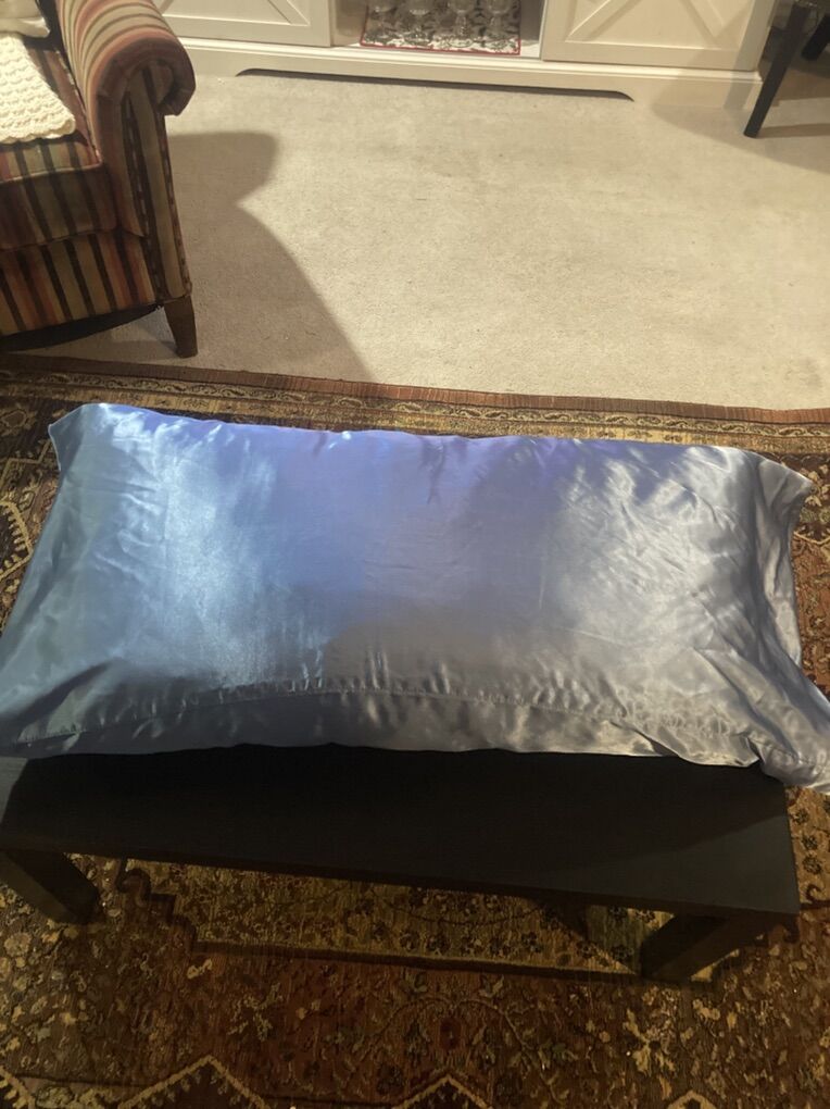 2 Bliss Silk Satin Pillow Cases Blue King Size