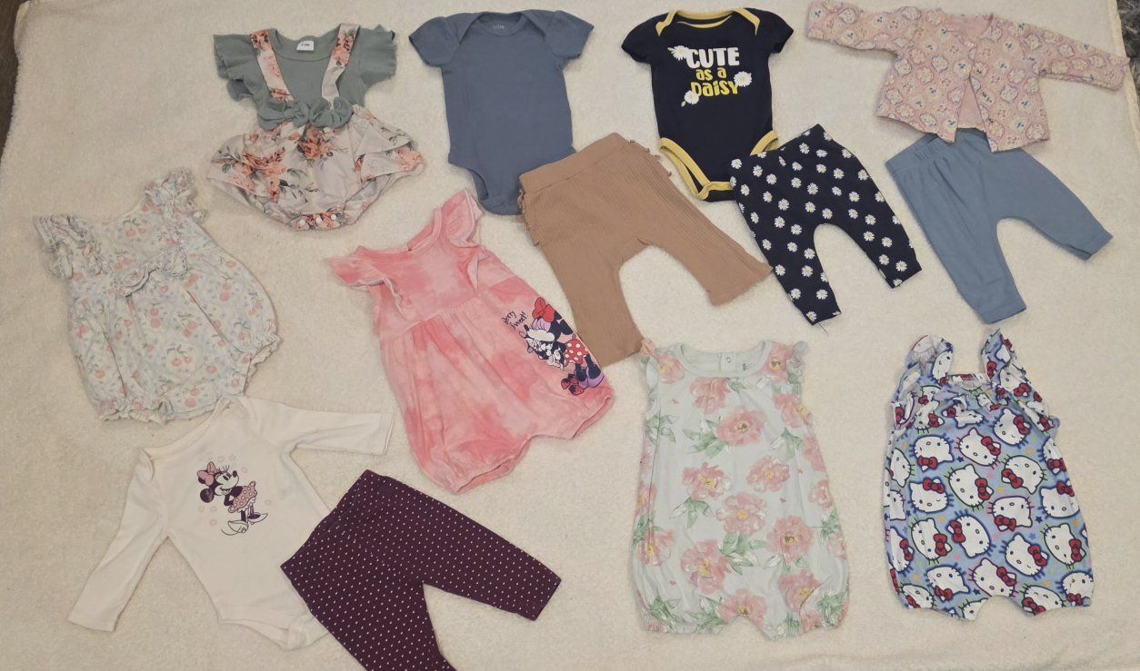 Baby Girl Clothes Lot, Mixed Brands, 87 Pieces bundle.