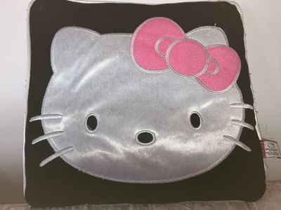 Sanrio Hello Kitty Plush Throw Pillow, Black & Pink, 13” x 14”, 2011 Edition