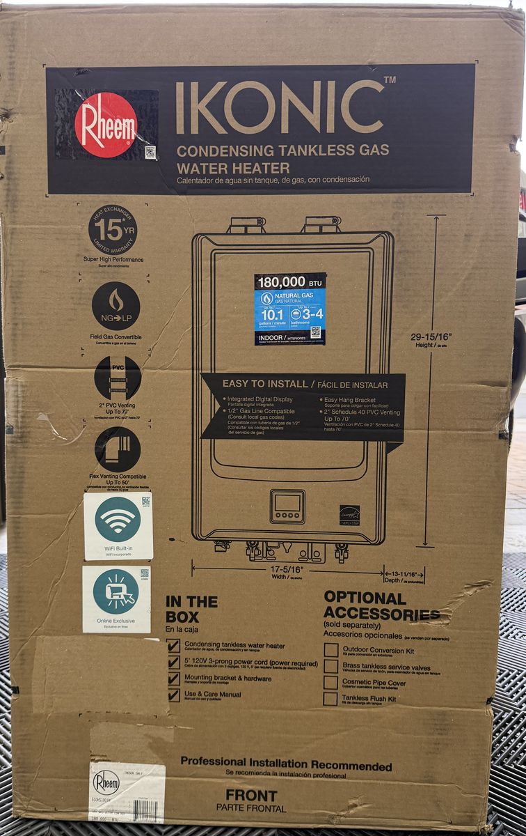 NEW Rheem Ikonic Tankless Gas Water Heater 10.1