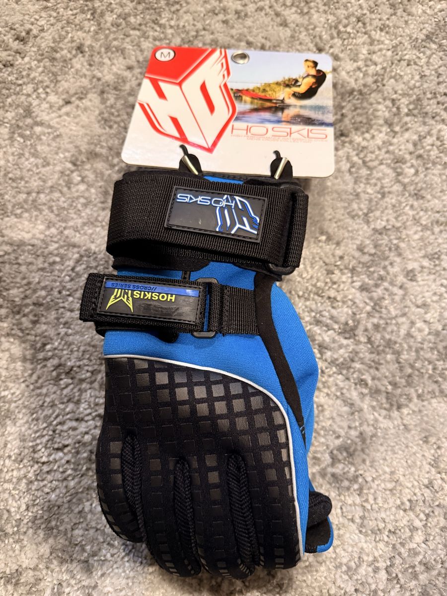 HO Skis World Cup Mens Water Ski Gloves - Medium Blue/Black, High-Performance Grip