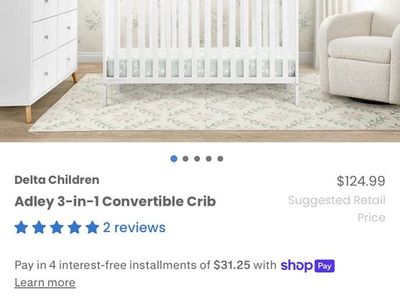 Delta Children Adley 3-in-1 Convertible Crib - Bianca White