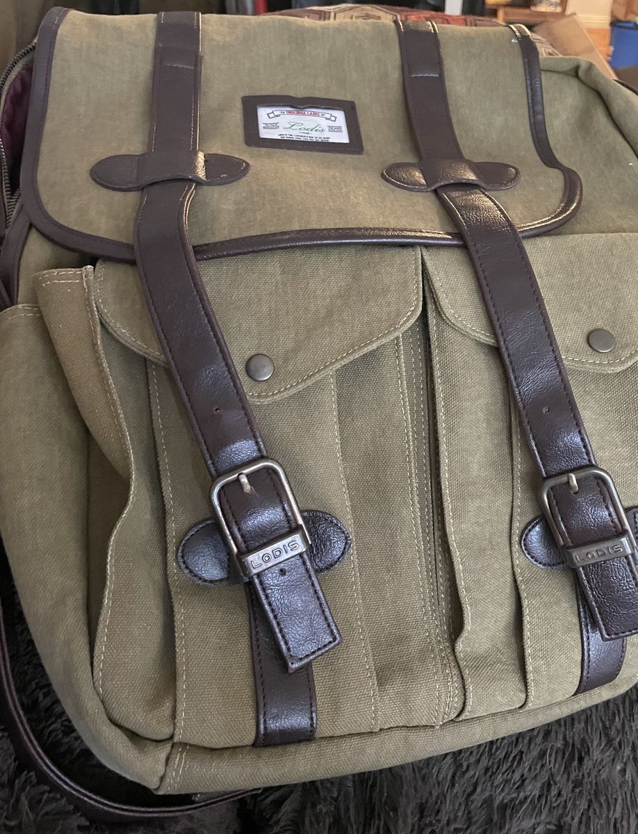 Lodis canvas and leather backpack