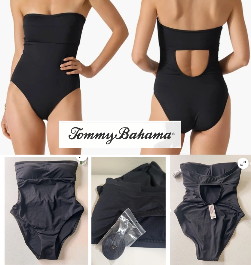 New Tommy Bahama Palm Modern Strapless swimsuit size 16