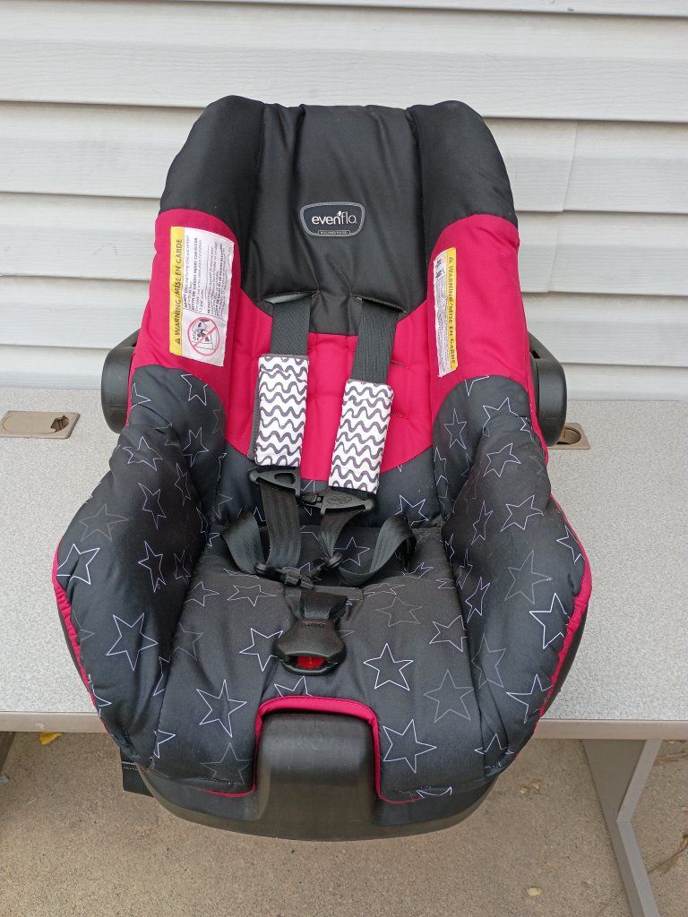 Evenflo Nurture Infant Car Seat with Base - Black/Red, Star Pattern