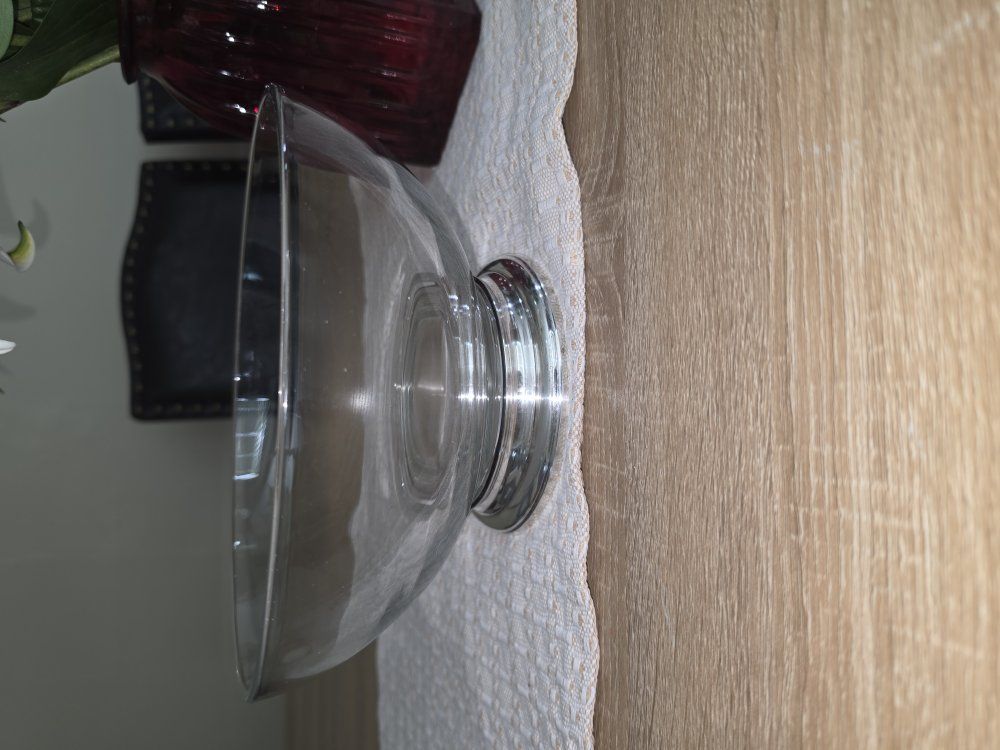 Crystal and Sterling silver 10" inch Bowl