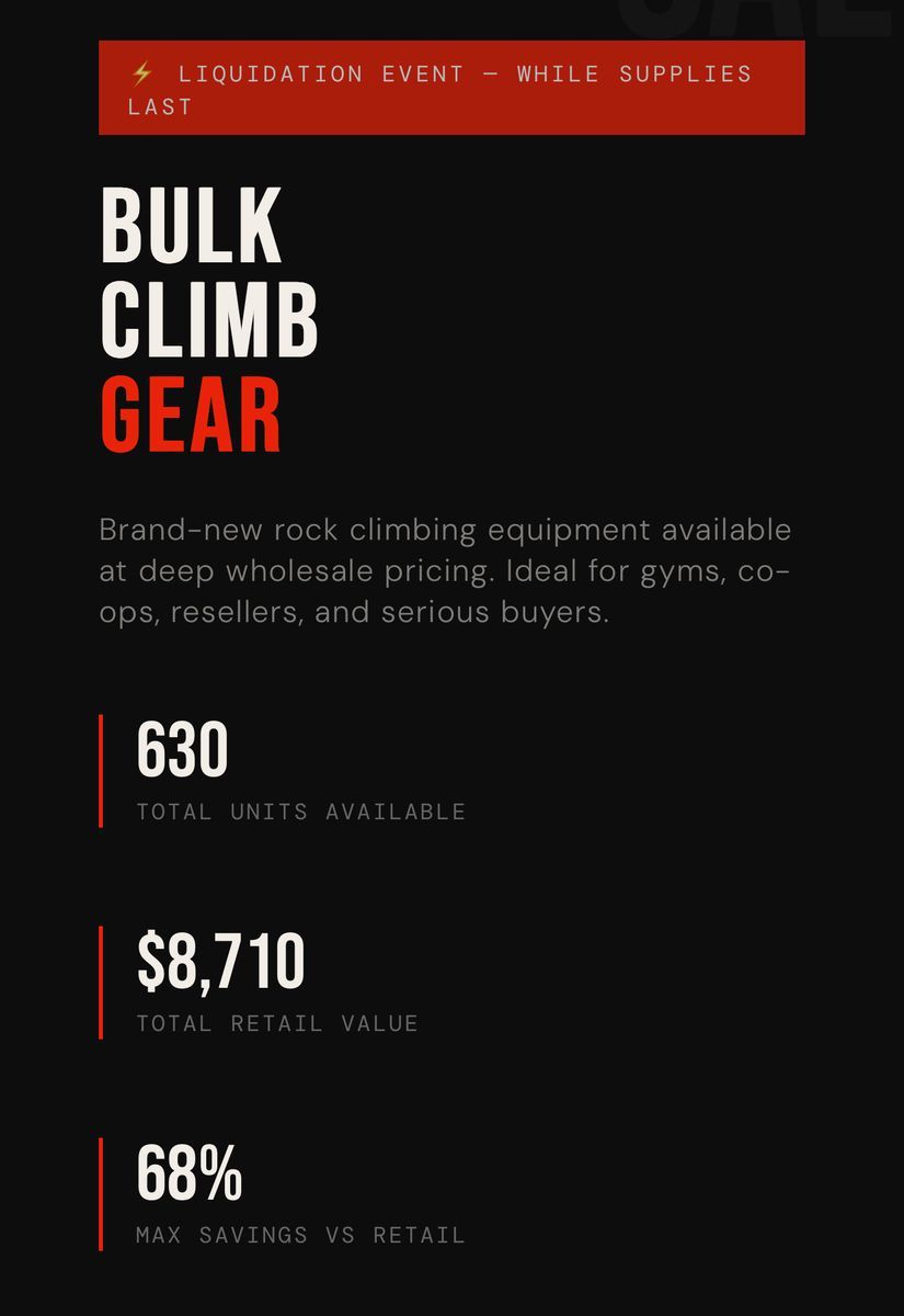Rock Climbing Business Liquidation Sale!