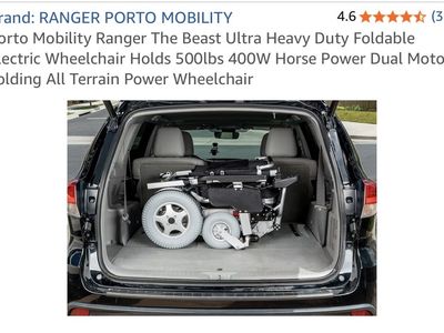 RANGER PORTO MOBILITY Ranger The Beast Ultra Heavy Duty Foldable Electric Wheelchair 500lbs Capacity