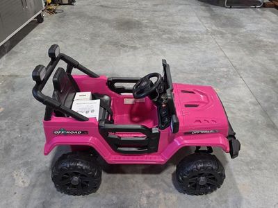Pink Off-Road 12V Electric Ride On Truck Toy with Manual and Seatbelt Similar to Power Wheels and Remote