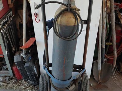 Argon Gas 200CF Cylinder with Dual Head Regulator / Hose & Dolly for a Mig Welder